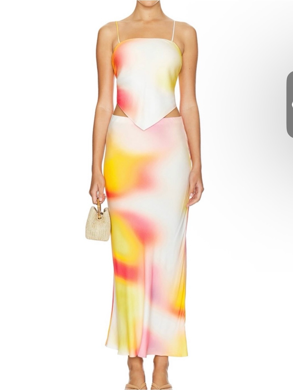 REVOLVE Strapless Pastel Tie-Dye Skirt Set - White, Yellow, Pink